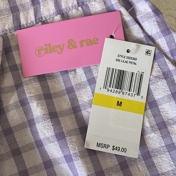 Riley & Rae Women’s plaid Lightweight Lilac Petal Shorts Size M NWT - Picture 3 of 11